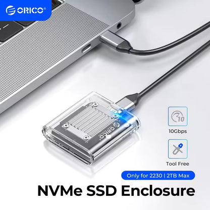 Transparent NVMe SSD Enclosure USB C Adapter 10Gbps