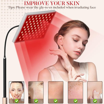 LumaGlow 660850nm Red Light Therapy Panel  Home Facial  Body Rejuvenation With Adjustable Stand And 3
