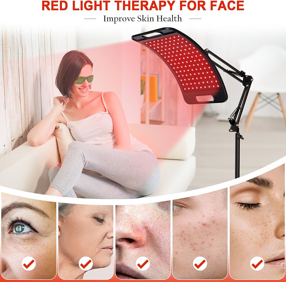 LumaGlow 660850nm Red Light Therapy Panel  Home Facial  Body Rejuvenation With Adjustable Stand And 4