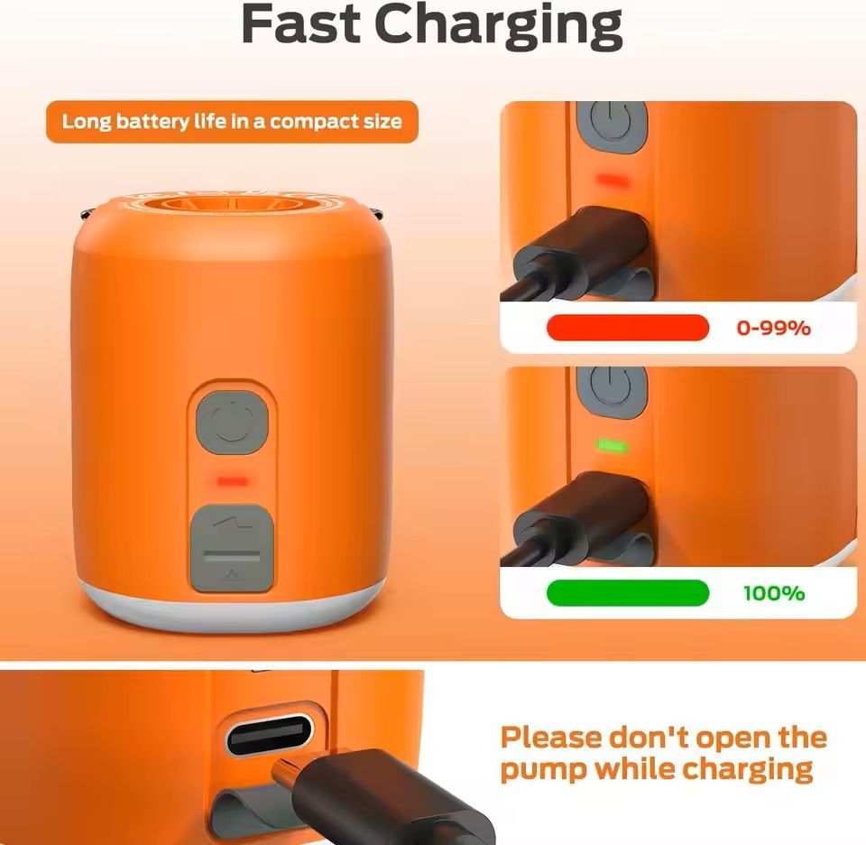 Portable Mini Air Pump With Camping Light And USB Rechargeable Battery 2