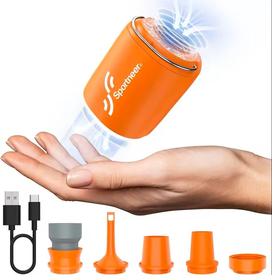 Portable Mini Air Pump with Camping Light and USB Rechargeable Battery
