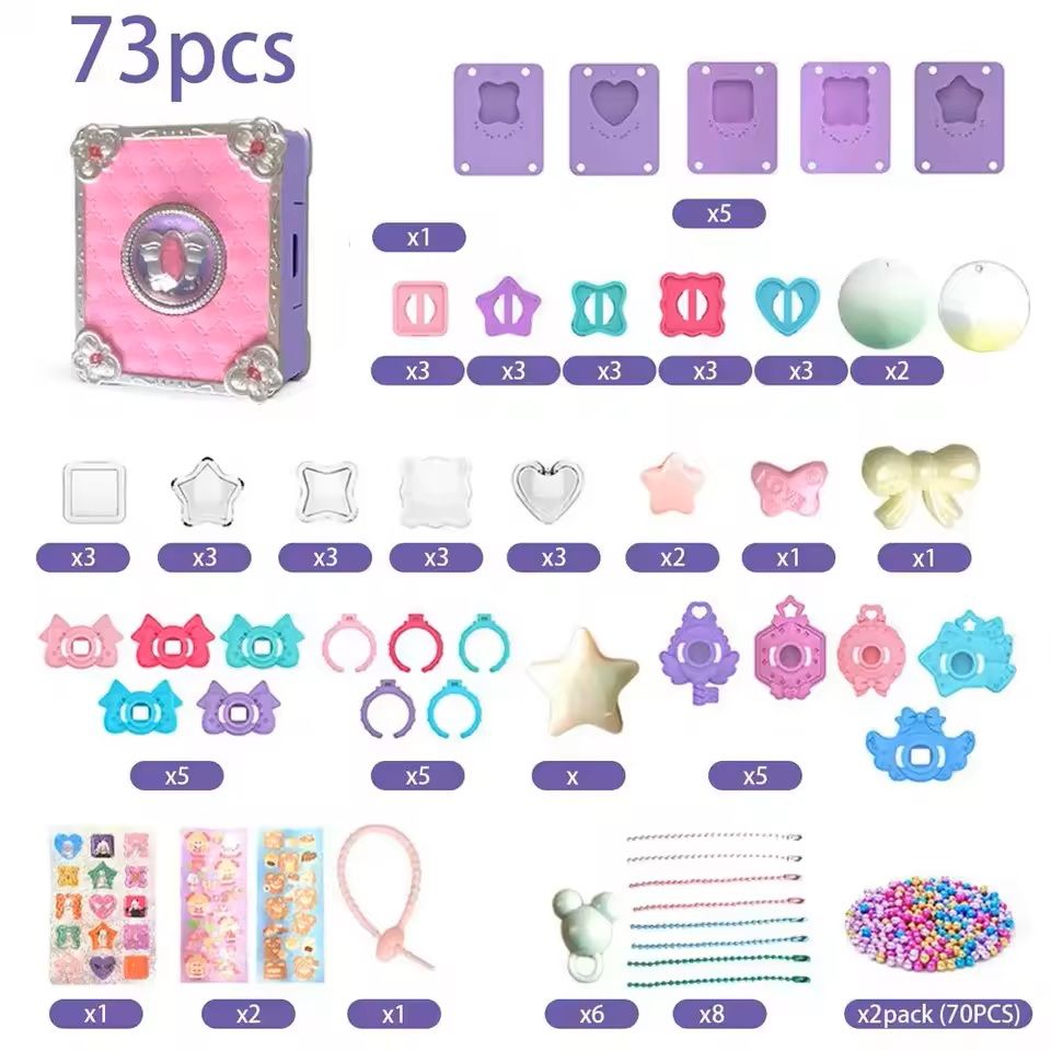 Magic Sticker Craft Book Set For Girls  DIY Jewelry  Ring Making Toy Kit 5
