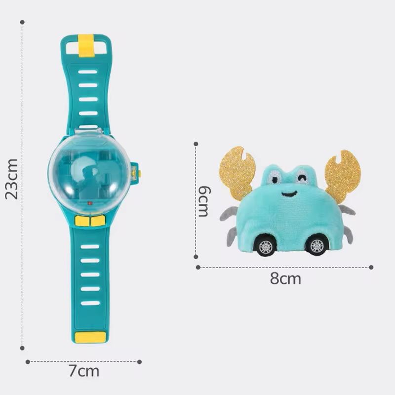Mini RC Car Watch Toy With LED Light And Plush Animal Design 0