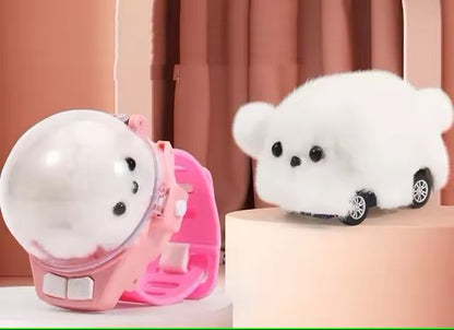 Mini RC Car Watch Toy With LED Light And Plush Animal Design 3