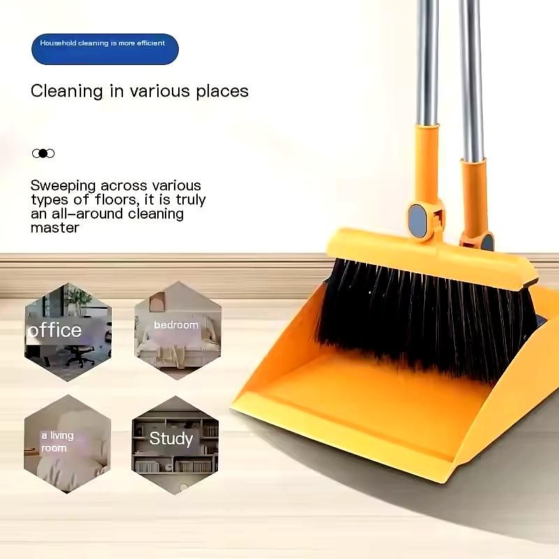3in1 Rotatable Foldable Magnetic Broom  Dustpan Set With SelfCleaning Teeth  Ideal For Pet Hair  Co 2