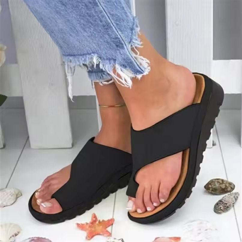 Women's Summer Wedge Platform Sandals – Elegant Open-Toe Slip-On Slippers with Soft Sole
