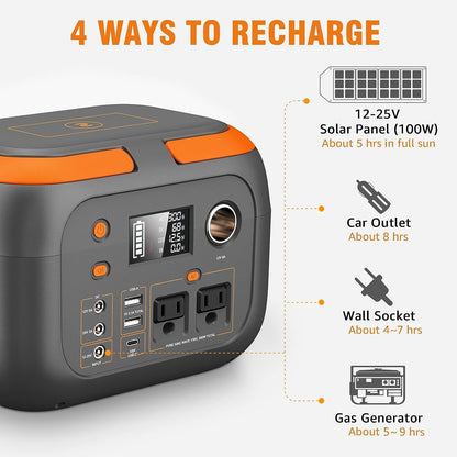600W Portable Power Station With 110V AC Outlets  Solar Generator Power Bank For Camping Travel  Em 5