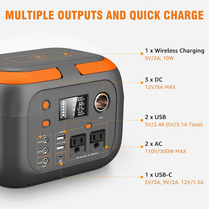 600W Portable Power Station With 110V AC Outlets  Solar Generator Power Bank For Camping Travel  Em 6