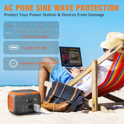 600W Portable Power Station With 110V AC Outlets  Solar Generator Power Bank For Camping Travel  Em 7