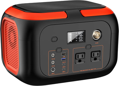 600W Portable Power Station With 110V AC Outlets  Solar Generator Power Bank For Camping Travel  Em 1