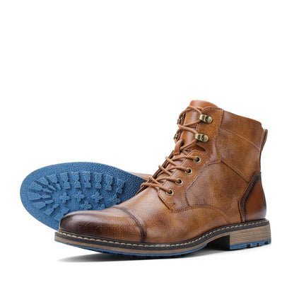 Size 713 Retro Mens Leather Motorcycle Boots 2023 Fashion Combat Boots With LaceUp  Zipper 2