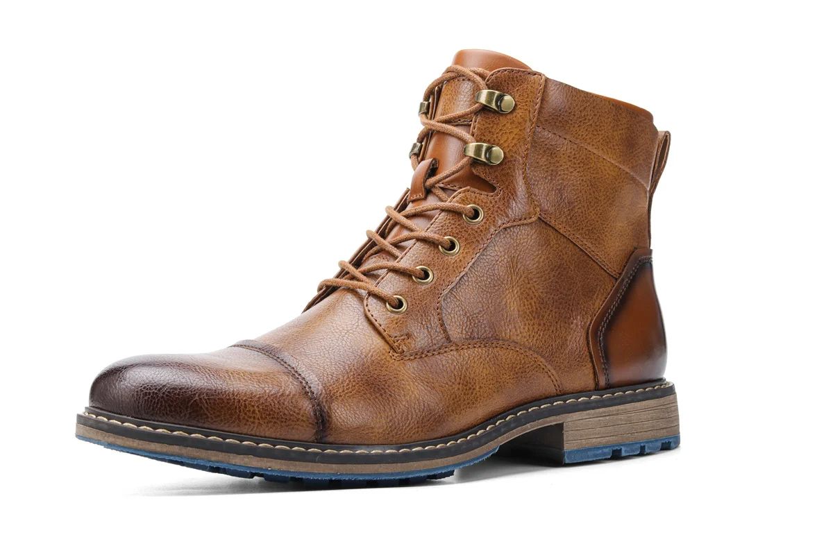 Size 713 Retro Mens Leather Motorcycle Boots 2023 Fashion Combat Boots With LaceUp  Zipper 6