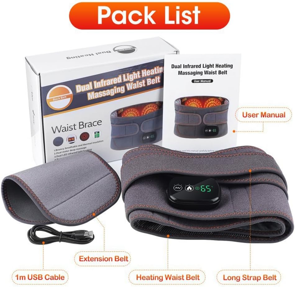 Electric Heating Waist Massager Belt  Vibration  Hot Compress Support With 3Level Adjustment 1