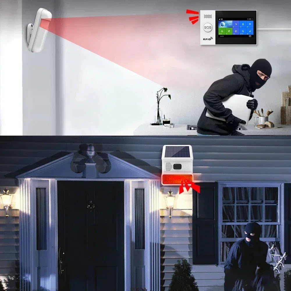 SolarPowered Wireless Alarm System 433MHz Waterproof Outdoor Strobe Light With Door And Infrared Se 4