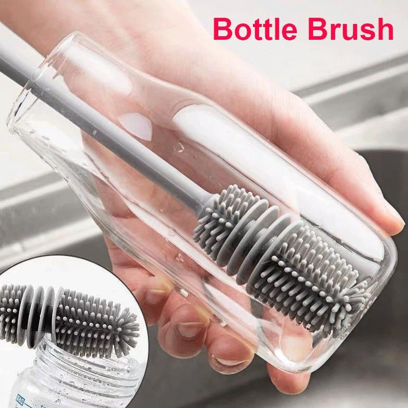 Silicone Milk Bottle Brush Long Handle Cup Scrubber  Glass Cleaner For Kitchen Cleaning 2