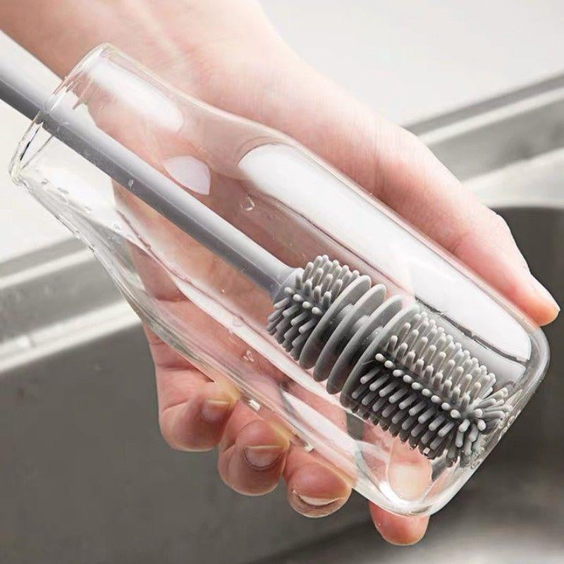 Silicone Milk Bottle Brush Long Handle Cup Scrubber  Glass Cleaner For Kitchen Cleaning 3