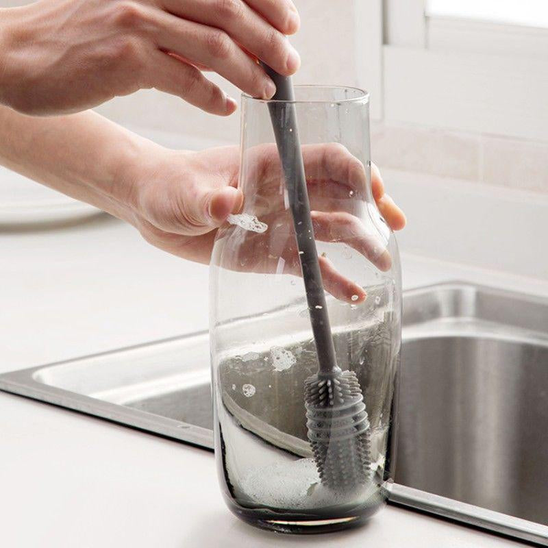 Silicone Milk Bottle Brush Long Handle Cup Scrubber  Glass Cleaner For Kitchen Cleaning 1