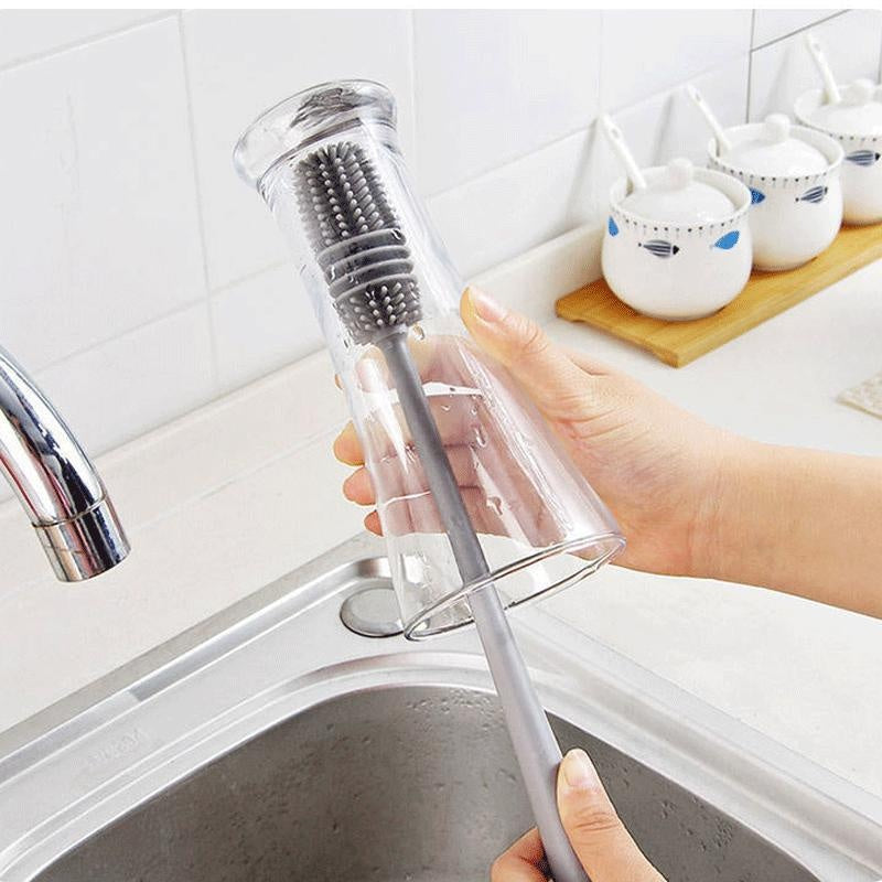 Silicone Milk Bottle Brush Long Handle Cup Scrubber  Glass Cleaner For Kitchen Cleaning 5