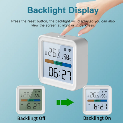 Smart WiFi Thermometer Hygrometer Backlit Temperature  Humidity Sensor For Smart Life Alexa And Goo 4