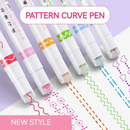 Flower Line Shape Highlighter Pen Roller Tip Curve Liner Marker Kawaii Korean Stationery for School Office Note