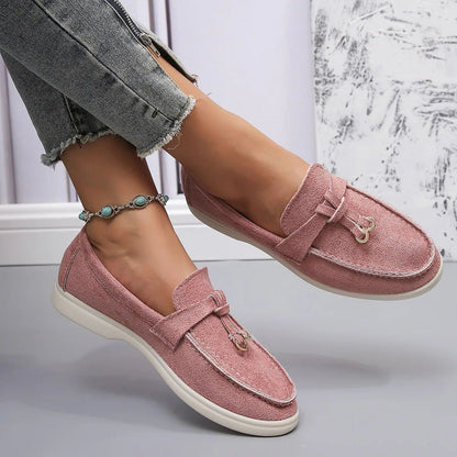 New Lefu Womens Soft Leather Retro SlipOn Flats  Thick Sole Comfortable Lazy StepOn Shoes 1