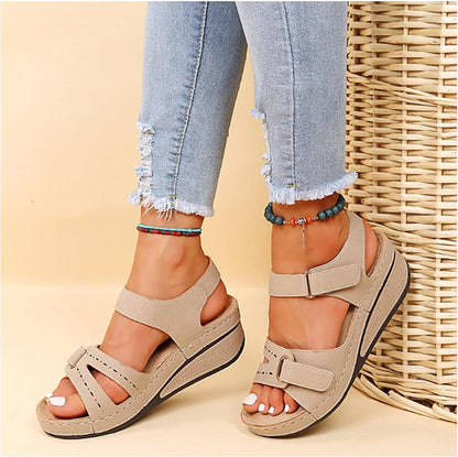 Women's Soft Slip-On Open Toe Walking Sandals – 2024 Summer Comfort Footwear