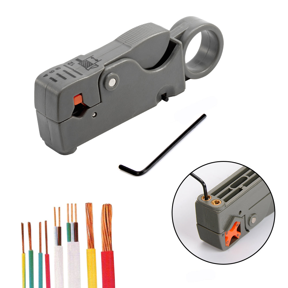 Straight Electrical Stripping Pliers, Stainless Steel Cable Stripper with Insulated Handle & Hexagon Wrench Accessories