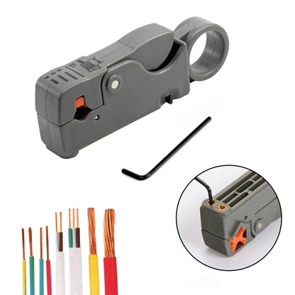 Straight Electrical Stripping Pliers, Stainless Steel Cable Stripper with Insulated Handle & Hexagon Wrench Accessories