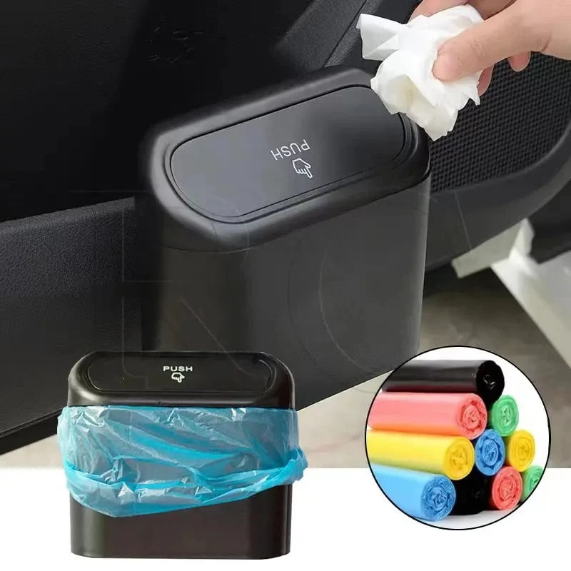 Universal Organizer Car Clamshell Trash Bin, Hanging Vehicle Garbage Can, ABS Square Pressing Trash Storage Box