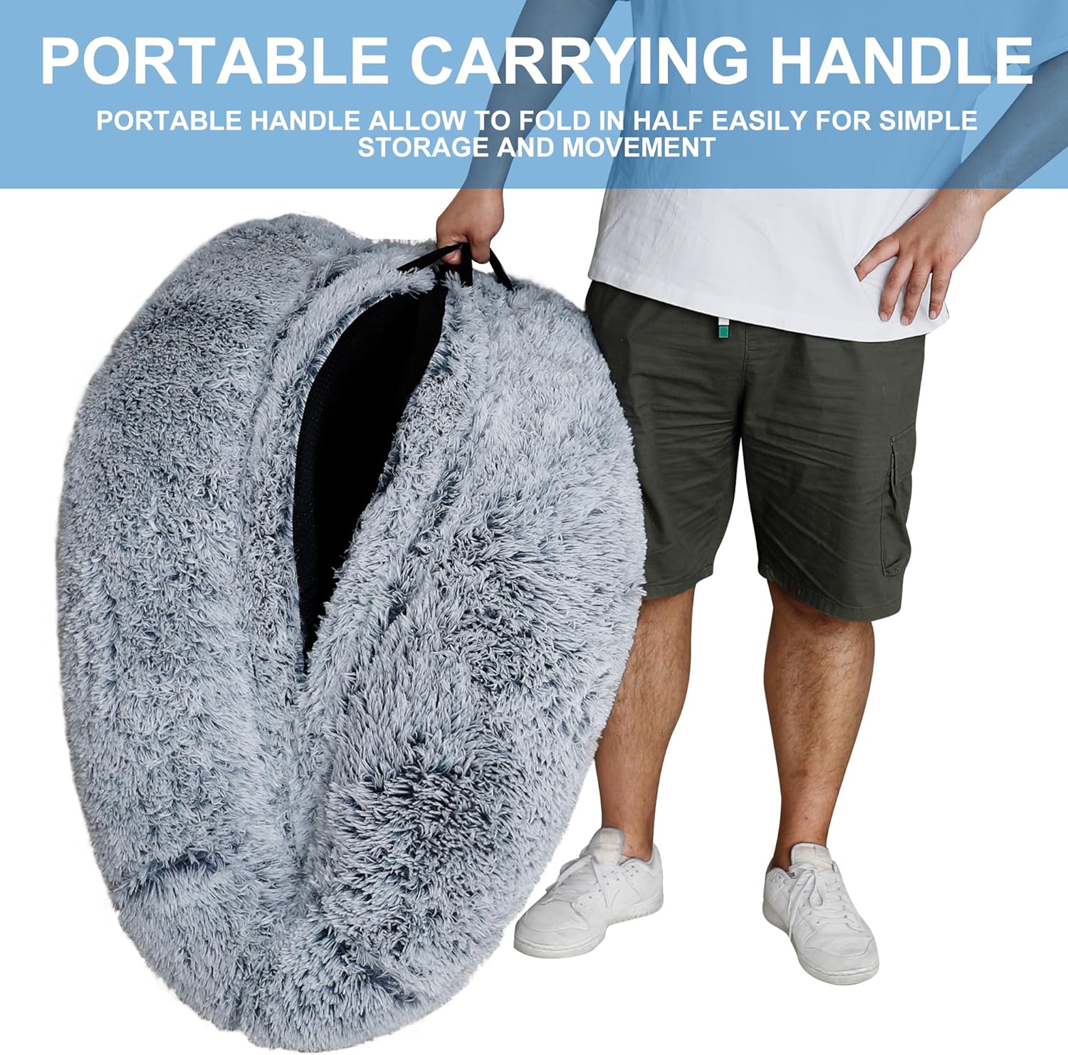 Orthopedic Human Dog Bed  71 X 40 AdultSized Lounger With Removable Cover Light Grey 6