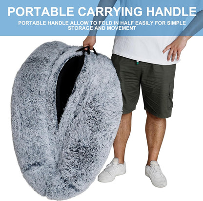Orthopedic Human Dog Bed  71 X 40 AdultSized Lounger With Removable Cover Light Grey 6