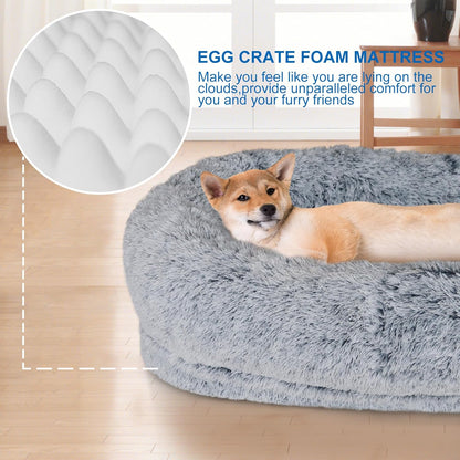 Orthopedic Human Dog Bed  71 X 40 AdultSized Lounger With Removable Cover Light Grey 4