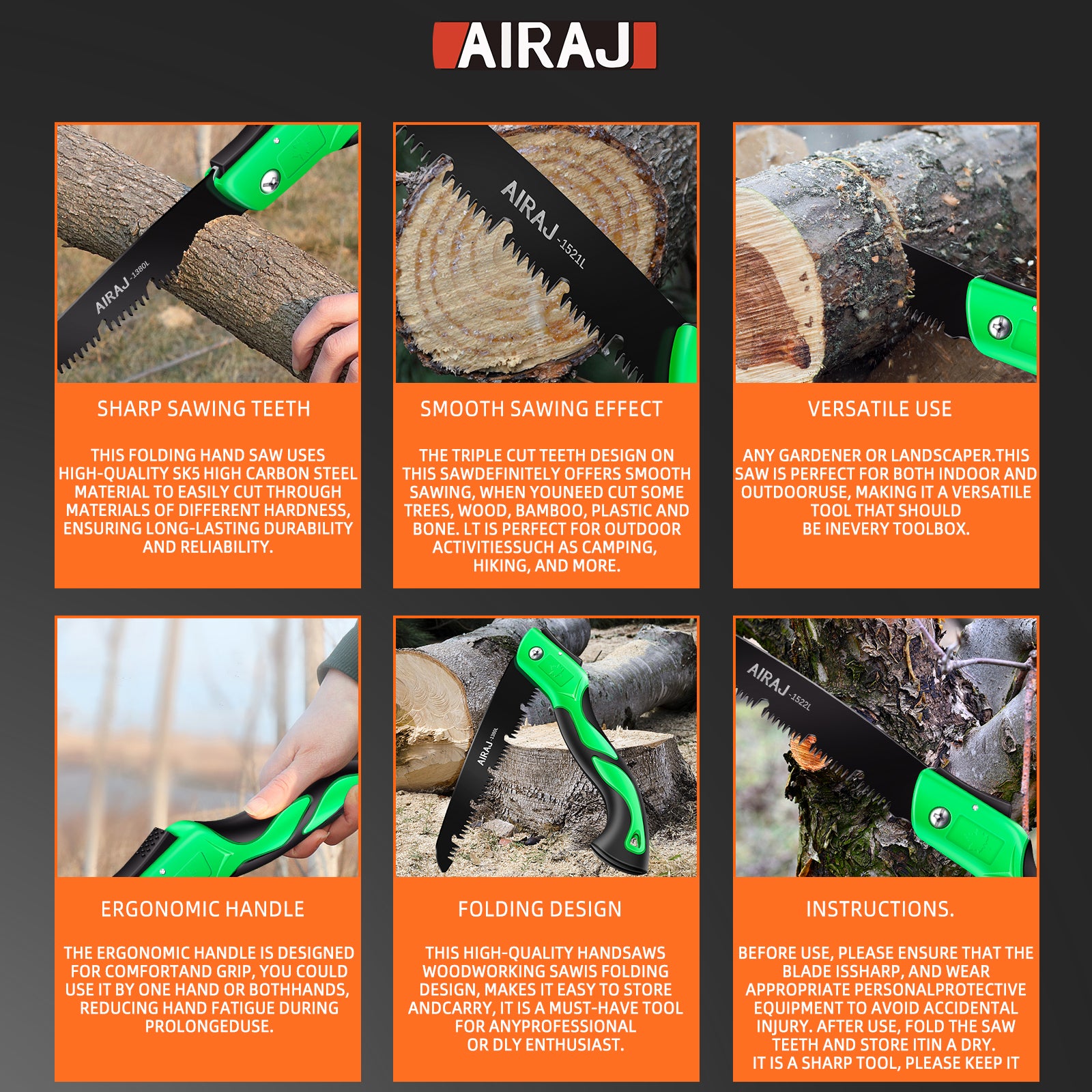 Extended Multi-functional Hand Saw, Portable Steel Saw for Woodworking, Camping & Outdoor Tree Cutting