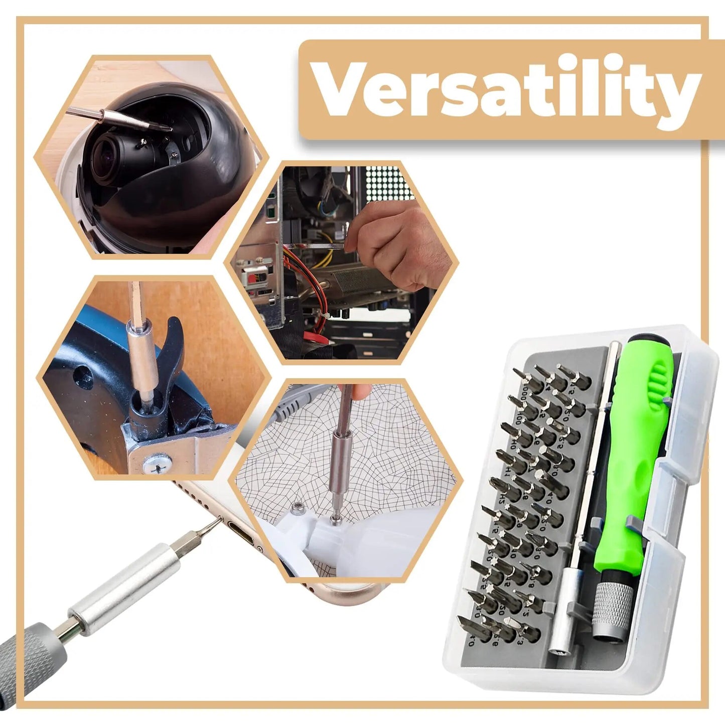 Mini 32-in-1 Precision Screwdriver Set, Magnetic Phillips Bits Repair Kit for Phone, Watch, Glasses & PC