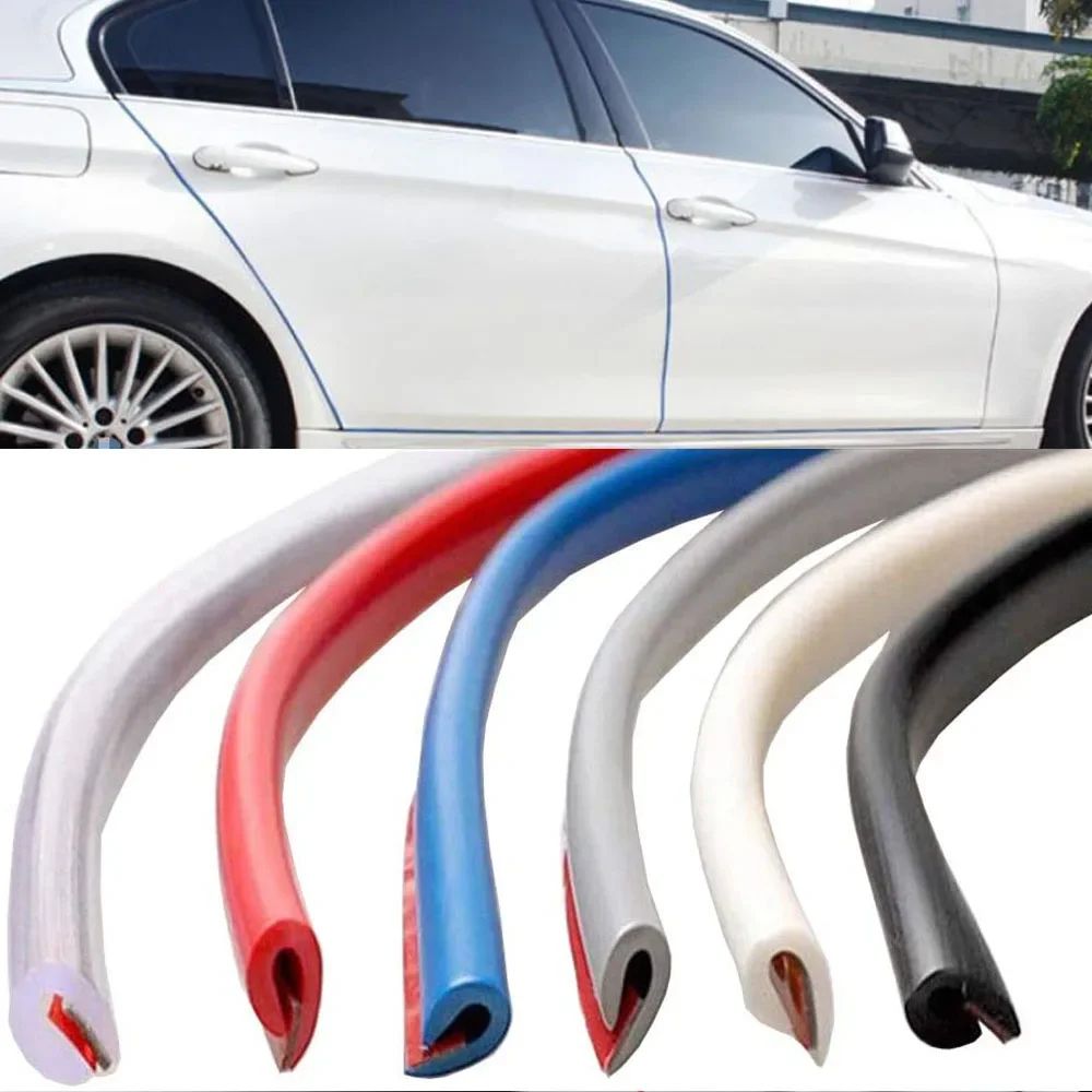 Universal Car Door Edge Guard, U-Shape Rubber Moulding Trim Strip with Side Adhesive Protection