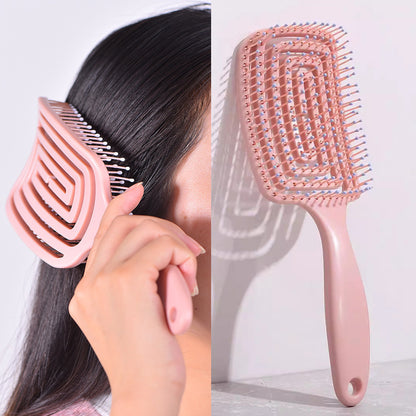 Hollow Out Hair Brush, Elastic Scalp Massage Comb for Fast Blow Drying & Hair Styling