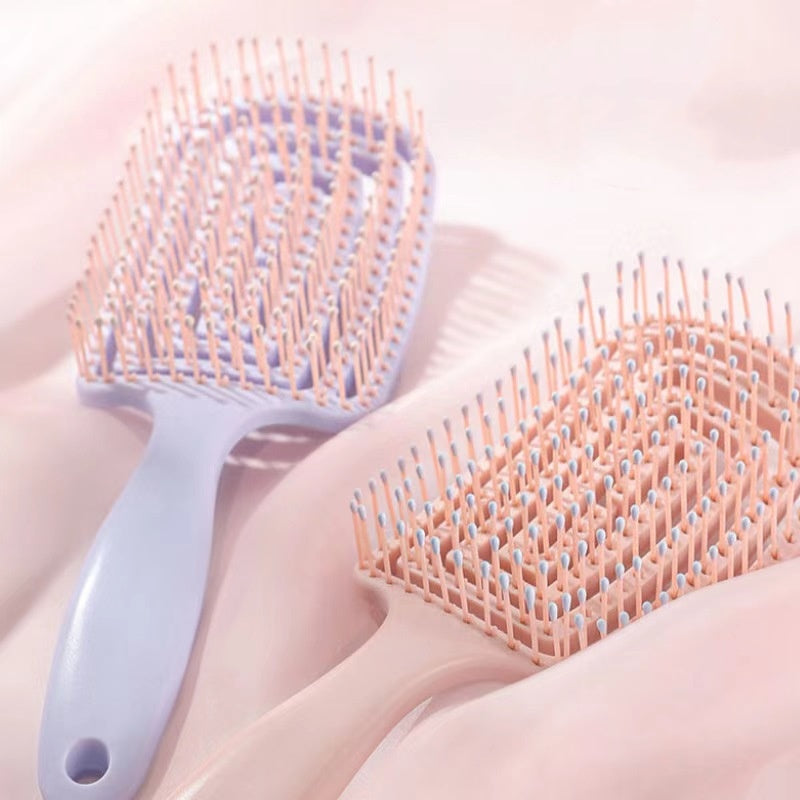 Hollow Out Hair Brush Elastic Scalp Massage Comb For Fast Blow Drying  Hair Styling 3