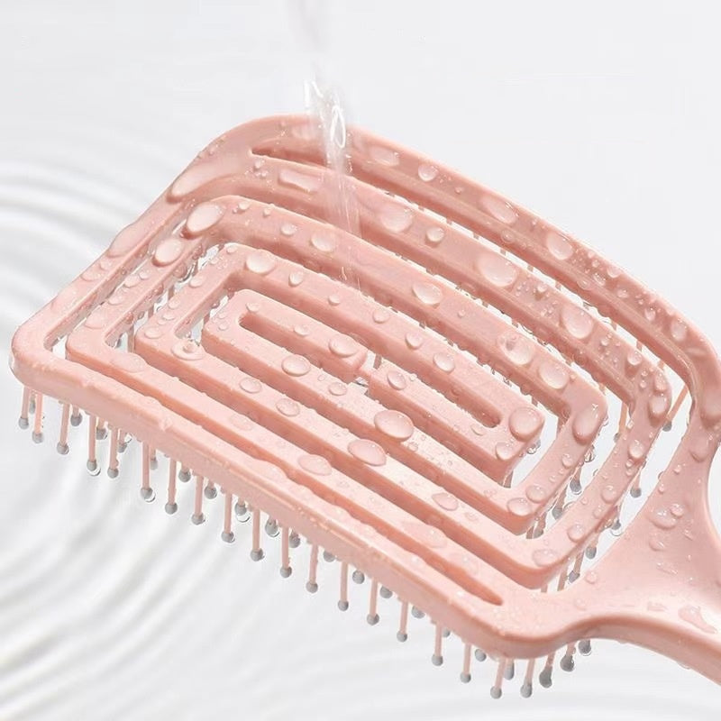 Hollow Out Hair Brush Elastic Scalp Massage Comb For Fast Blow Drying  Hair Styling 5