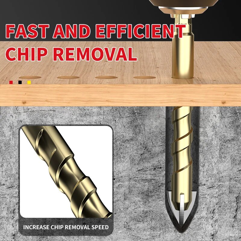 Cross Hex Tile Drill Bit Set, Tungsten Carbide Hard Alloy Bits for Glass, Concrete & Ceramic Tiles