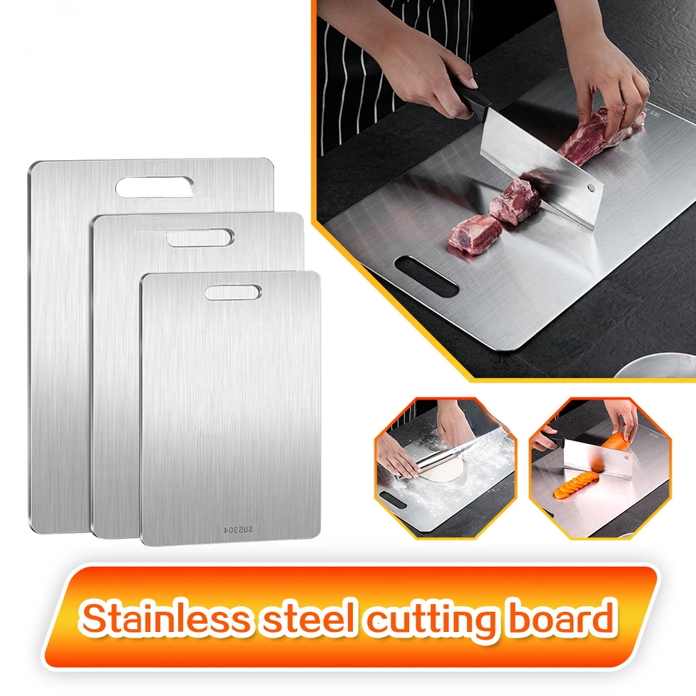 Premium Thickened Stainless Steel Cutting Board DoubleSided Chopping  Kneading Dough Board For Kitc 3