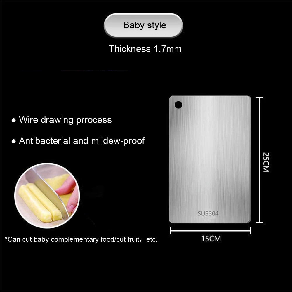 Premium Thickened Stainless Steel Cutting Board DoubleSided Chopping  Kneading Dough Board For Kitc 7