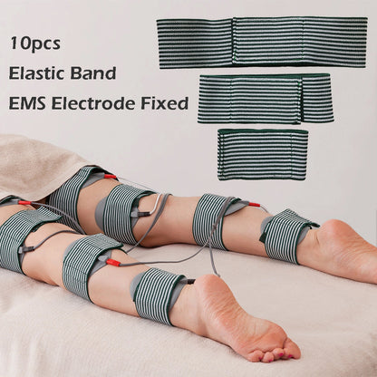Adjustable EMS Electrode Pad Fixing Strap, 10pcs Elastic Bands for Electro Muscle Stimulator TENS Body Slimming Machine