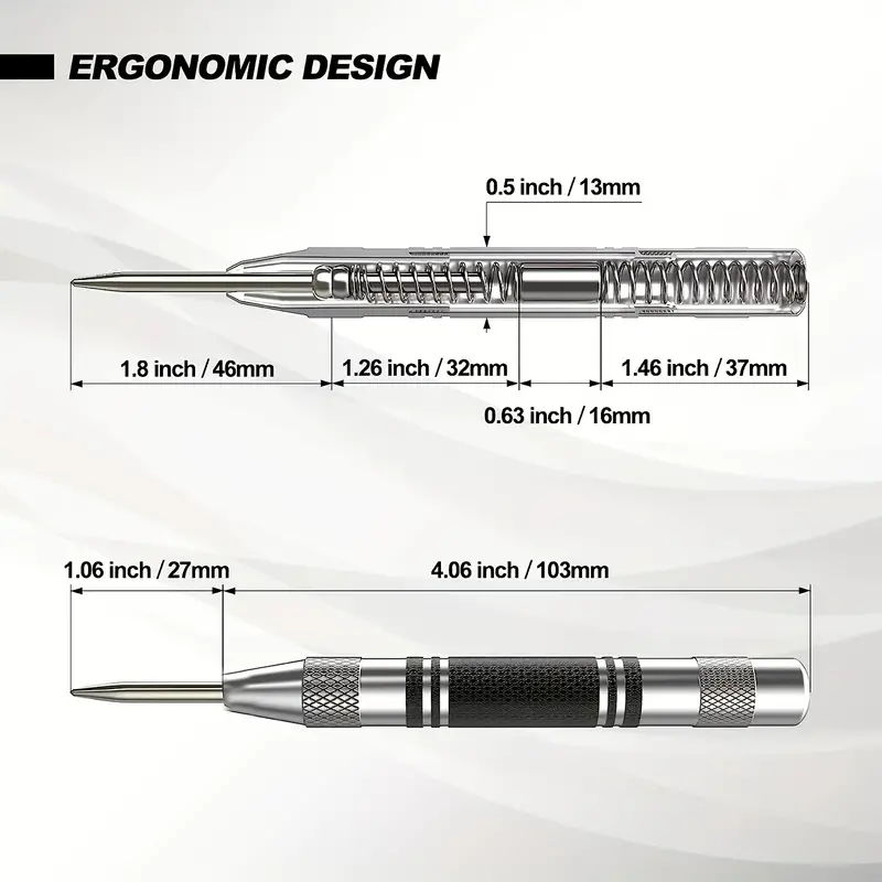 SpringLoaded Center Punch Tool Precision Hole Marker for Metal Wood  Steel