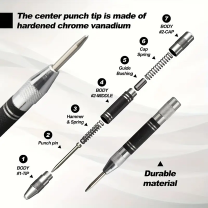 SpringLoaded Center Punch Tool Precision Hole Marker For Metal Wood  Steel 2