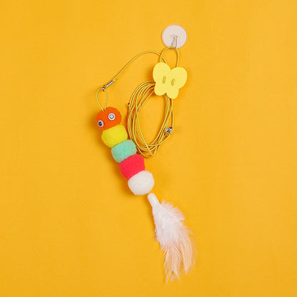 Hanging Feather Cat Toy Interactive SelfPlay Teaser Wand Adjustable Rope Ideal For Kittens And Adul 7