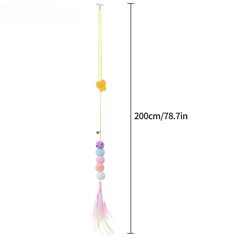 Hanging Feather Cat Toy Interactive SelfPlay Teaser Wand Adjustable Rope Ideal For Kittens And Adul 4