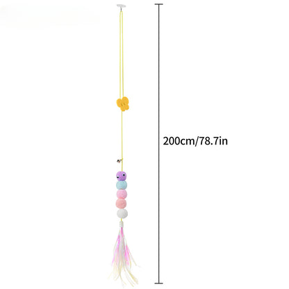 Hanging Feather Cat Toy Interactive SelfPlay Teaser Wand Adjustable Rope Ideal For Kittens And Adul 4