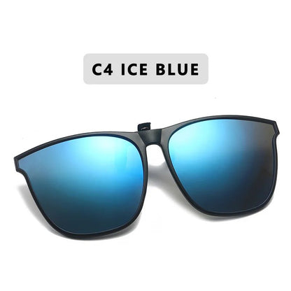 Mens Polarized ClipOn Driving Glasses Night Vision AntiGlare Vintage Square Sunglasses 6
