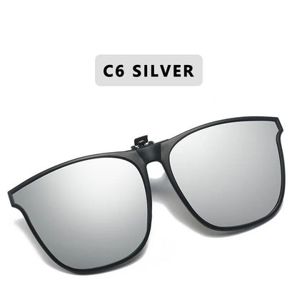 Mens Polarized ClipOn Driving Glasses Night Vision AntiGlare Vintage Square Sunglasses 7