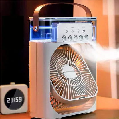 3in1 Mini Air Cooler With Humidifier  LED Night Light  Portable USB Desktop Fan 0